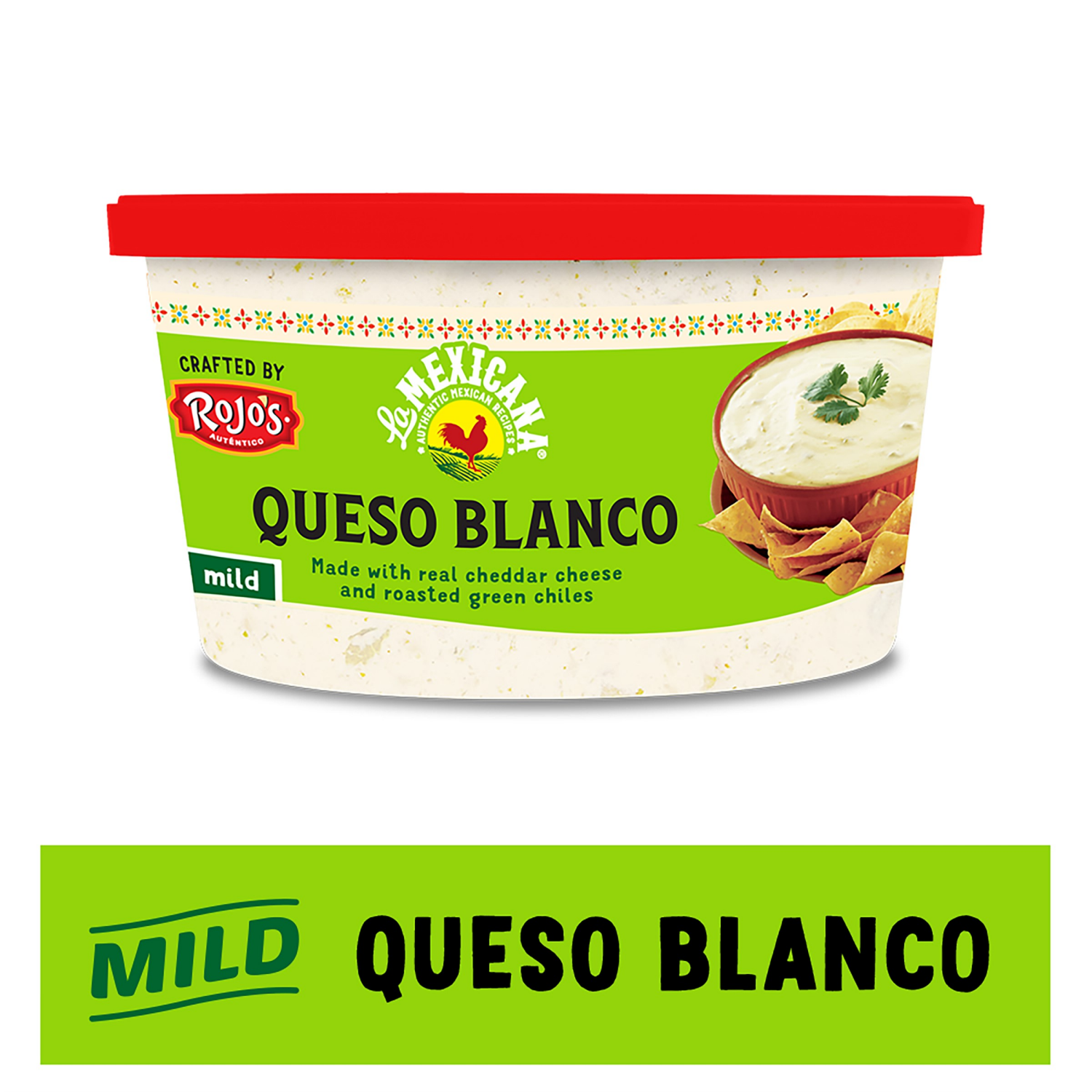 slide 1 of 6, Rojo's Rojos Queso Blanco With Green Chiles, 12 oz