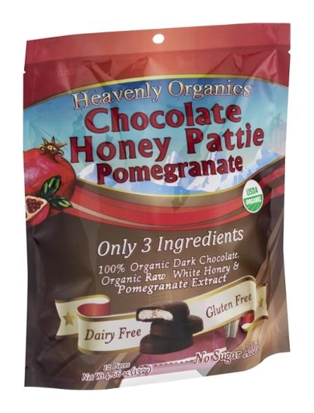 slide 1 of 1, Heavenly Organics Choco Honey Patties Pomegranate, 4.66 oz