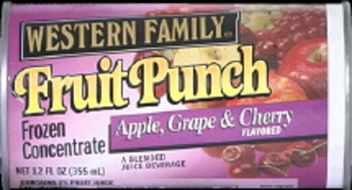 slide 1 of 1, Western Family Fruit Punch Apple Grape Che, 12 oz