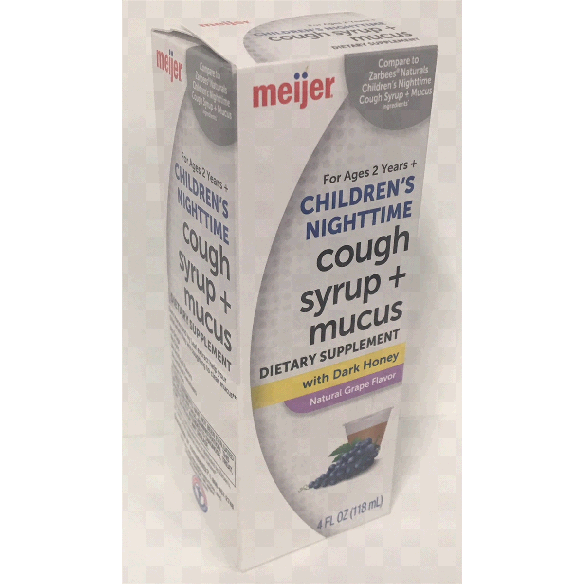 slide 2 of 4, Meijer Children's Nighttime Cough Syrup+Mucus Supplement Grape Flavor, 4 fl oz