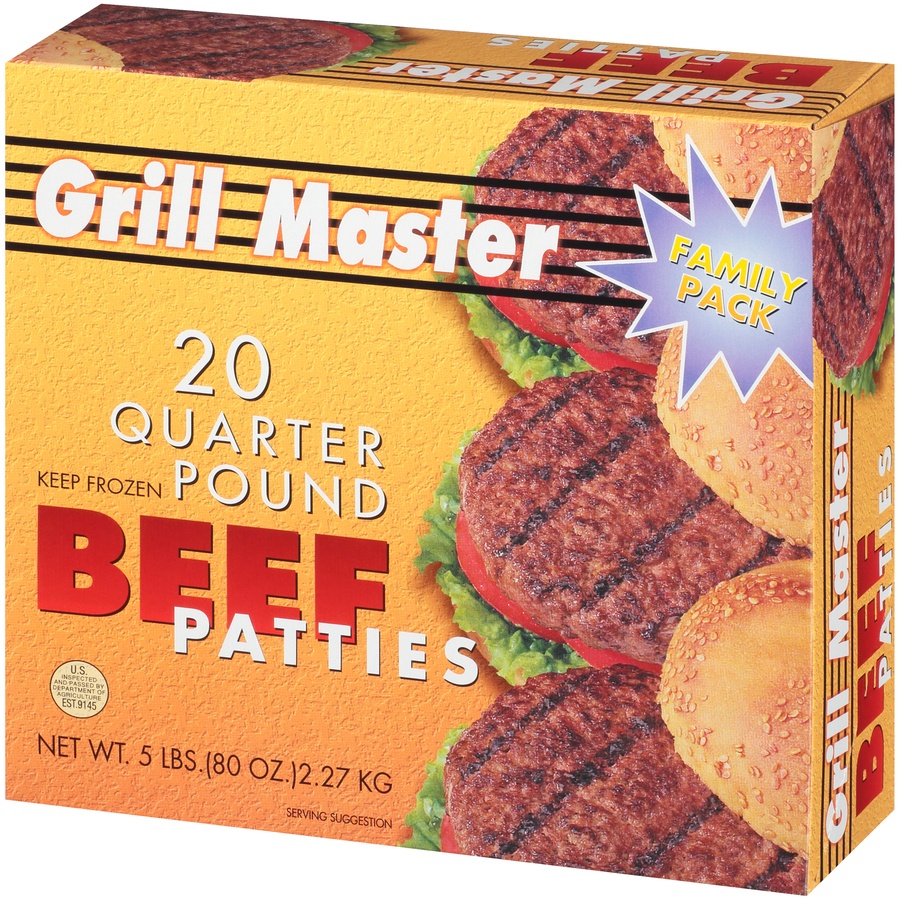 slide 7 of 8, Grill Master Quarter Pound Beef Patties 20Ct, 5 lb