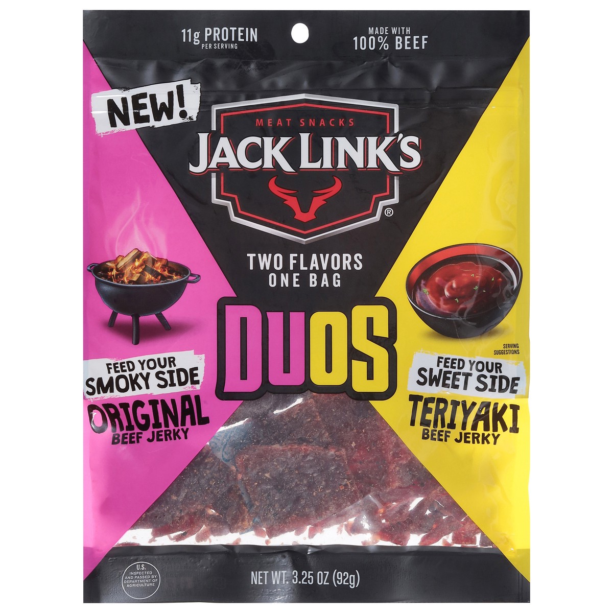 slide 1 of 14, Jack Link's Duos Original/Teriyaki Beef Jerky 3.25 oz, 3.25 oz
