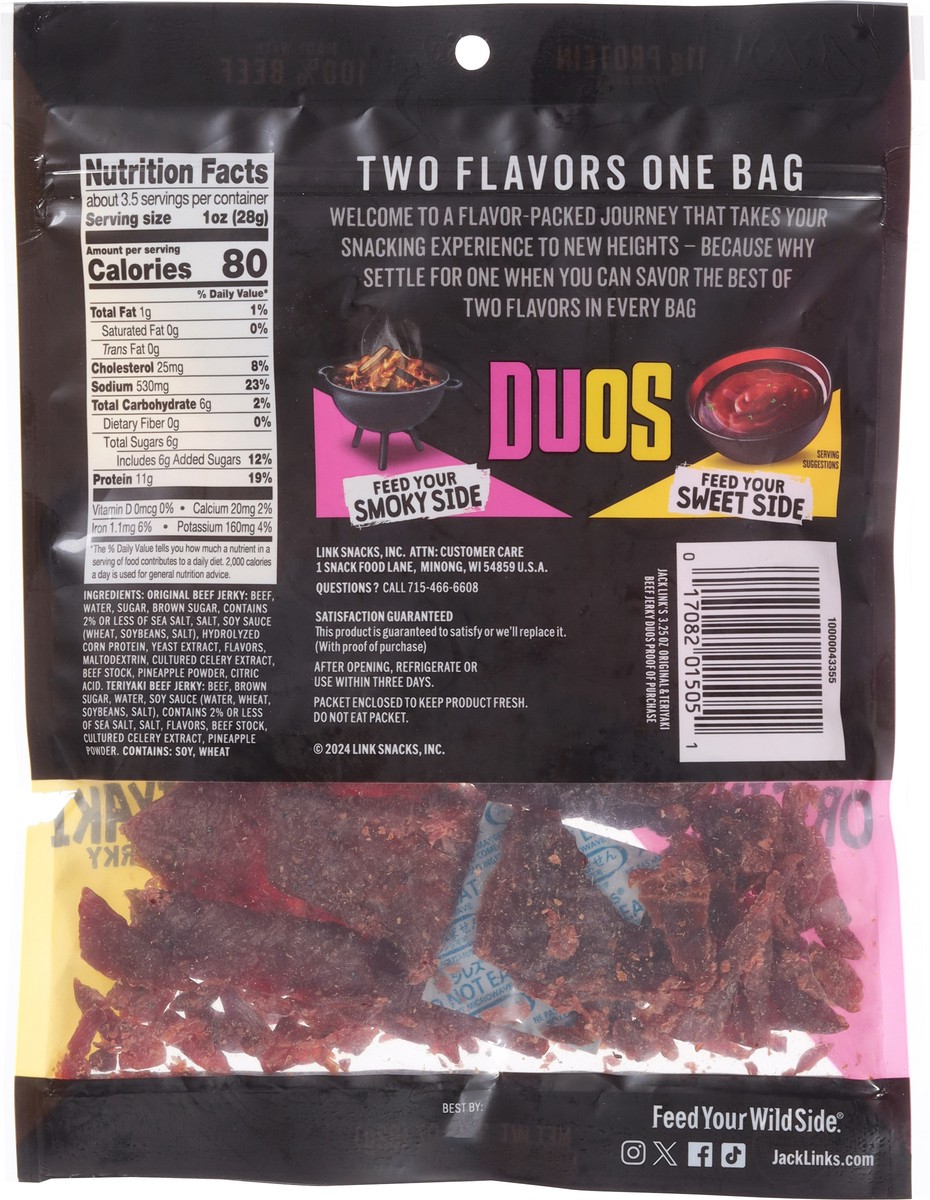slide 6 of 14, Jack Link's Duos Original/Teriyaki Beef Jerky 3.25 oz, 3.25 oz