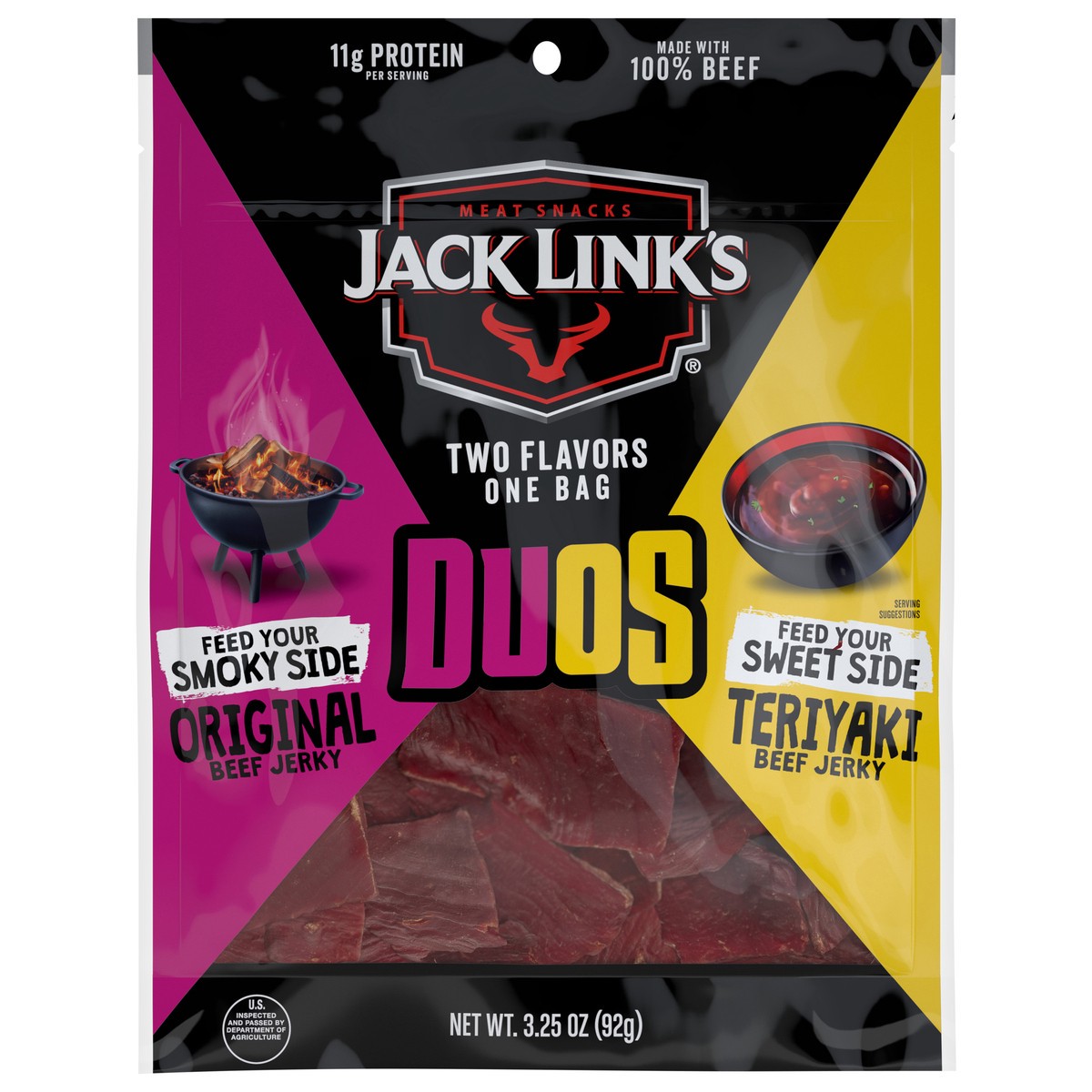 slide 1 of 14, Jack Link's Duos Original/Teriyaki Beef Jerky 3.25 oz, 3.25 oz