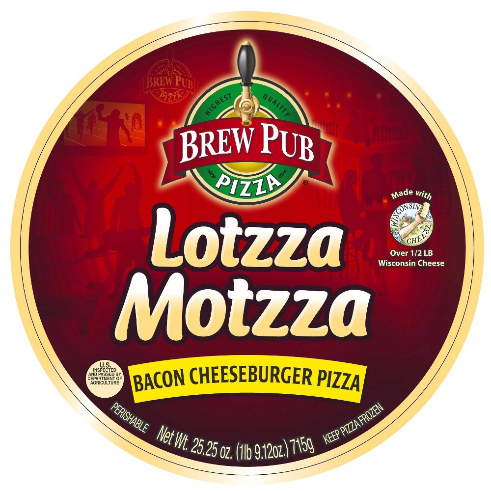 slide 2 of 3, Brew Pub Lotzza Motzza Bacon Cheeseburger Frozen Pizza - 25.25oz, 25.25 oz