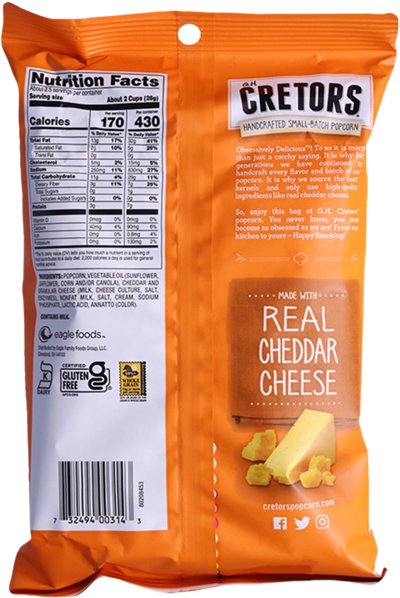 slide 5 of 9, GH Cretors Cheddar Cheese Popped Corn 2.5 oz, 2.5 oz