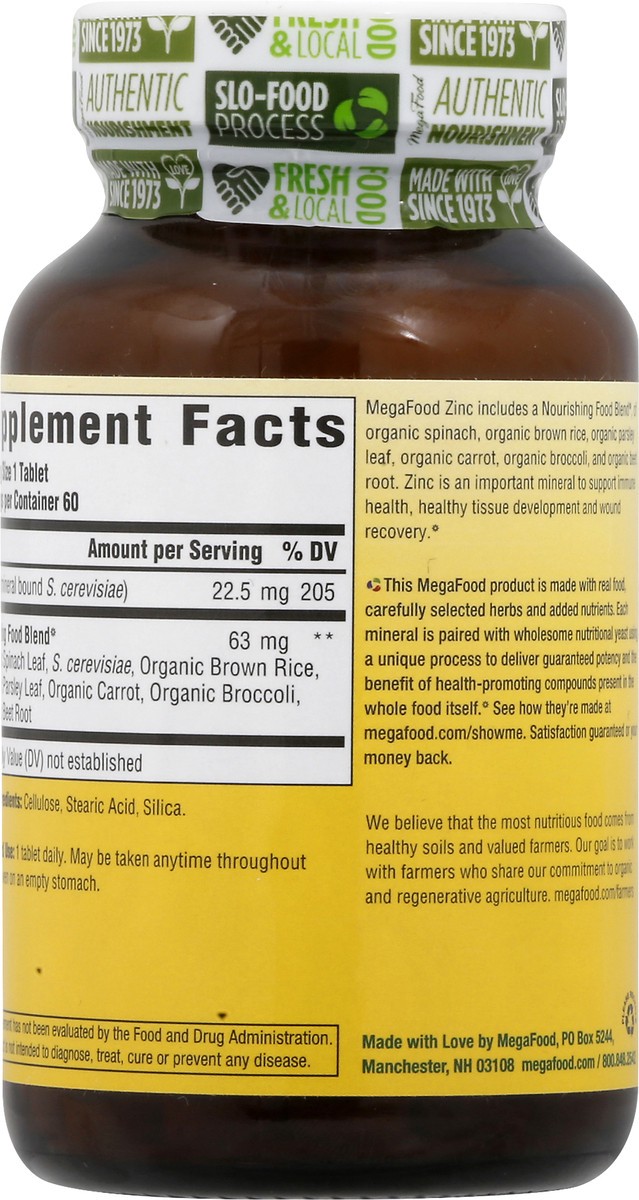 slide 2 of 10, MegaFood Zinc 60 ea, 60 ct