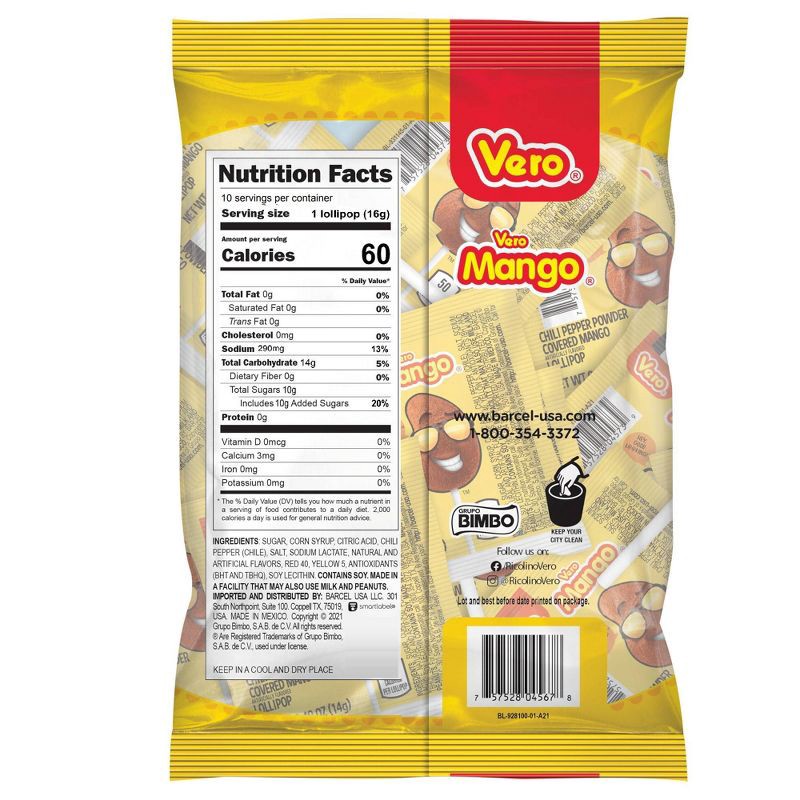 slide 2 of 6, Vero Mango Candy Mango & Chili Lollipops - 10ct/5.64oz, 10 ct, 5.64 oz