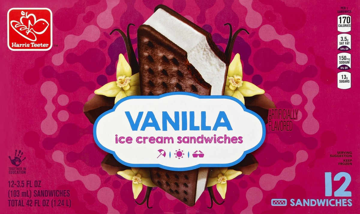 slide 2 of 4, Harris Teeter Vanilla Ice Cream Sandwiches, 42 oz