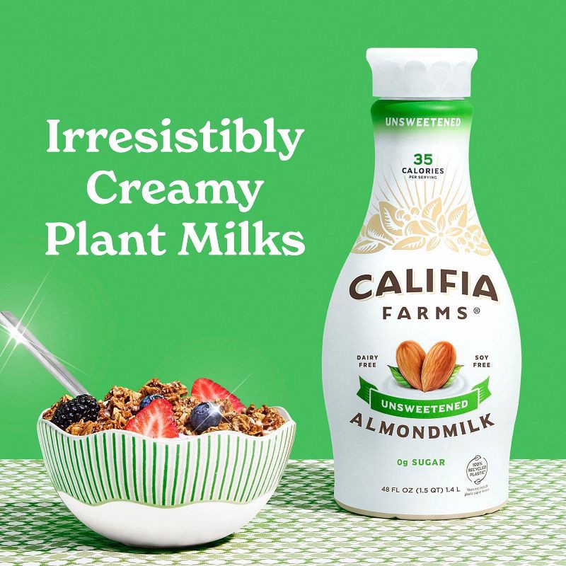 slide 3 of 9, Califia Farms Unsweetened Almond Milk - 48 fl oz, 48 fl oz