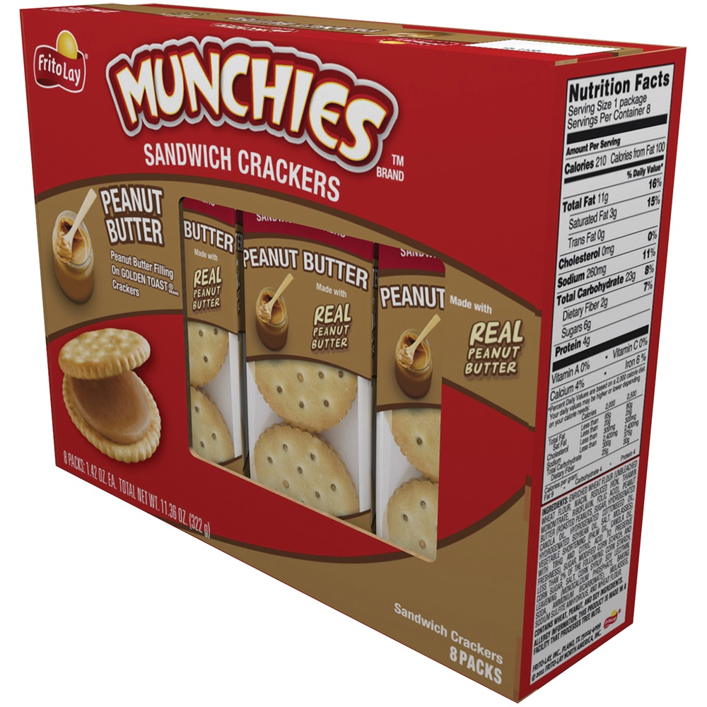 slide 2 of 2, Munchies Sandwich Crackers Real Peanut Butter Baked Golden Toast - 8 ct, 8 ct