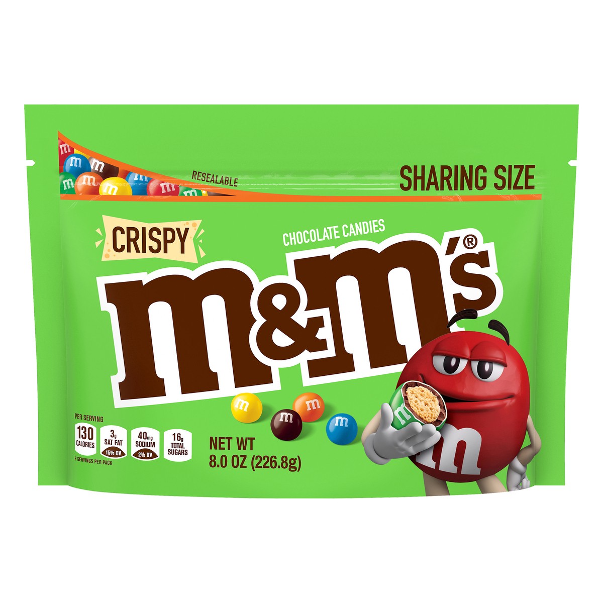 slide 1 of 7, M&M's Crispy Chocolate Candy, Sharing Size, 8 oz Bag, 8 oz