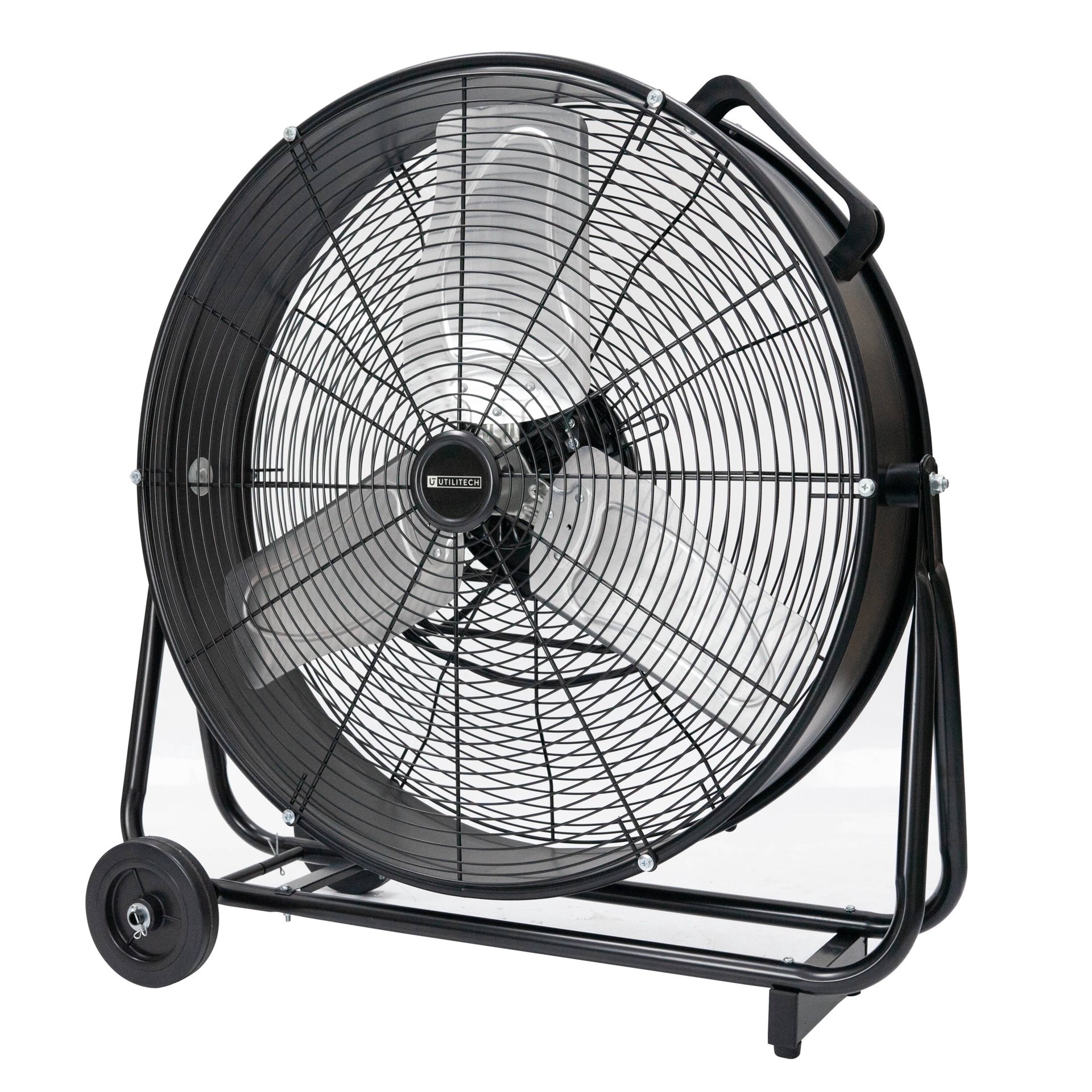 slide 1 of 6, Utilitech 24-in 120 -Volt 2 -Speed High Velocity Indoor Black Industrial Fan, 1 ct