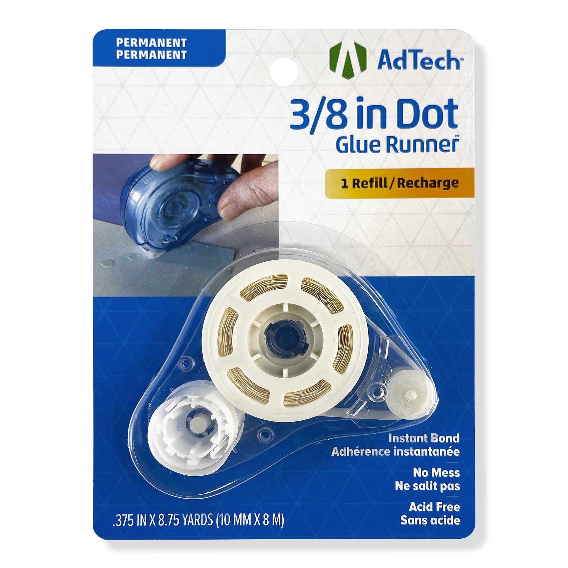 slide 4 of 4, Adtech 3/8" Dot Glue Runner Permanent Refill, 3/8 in
