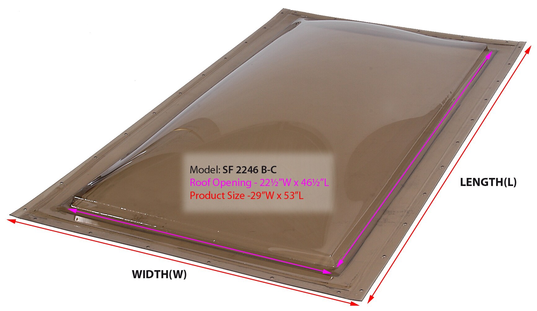 slide 5 of 6, Sun-Tek 22-1/2-in x 46-1/2-in Fixed Self-flashing Polycarbonate Skylight, 1 ct