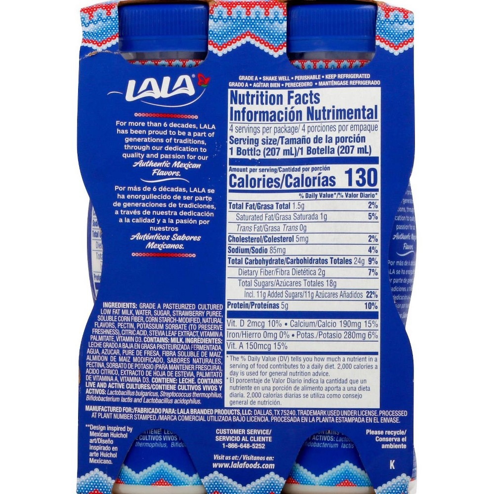 slide 2 of 3, LALA Strawberry Banana Cereal Probiotic Yogurt Drink - 4ct/7 fl oz, 4 ct, 7 fl oz
