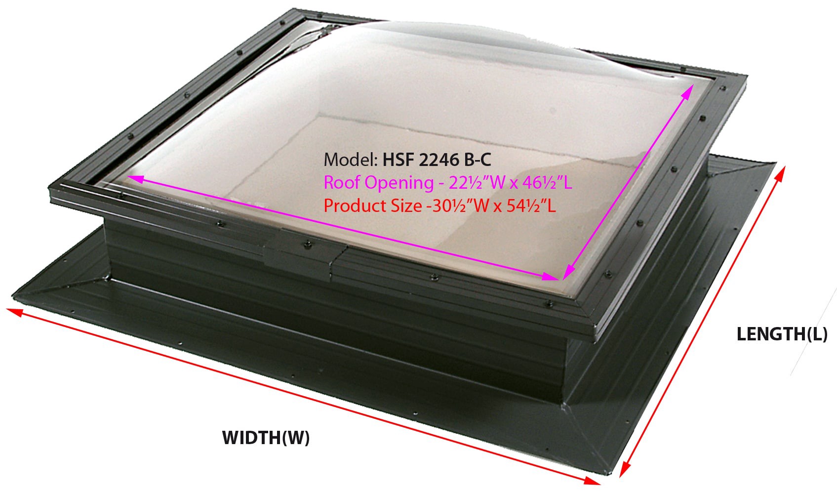 slide 5 of 6, Sun-Tek 22-1/2-in x 22-1/2-in Fixed Self-flashing Aluminum Skylight with Miami-Dade, 1 ct