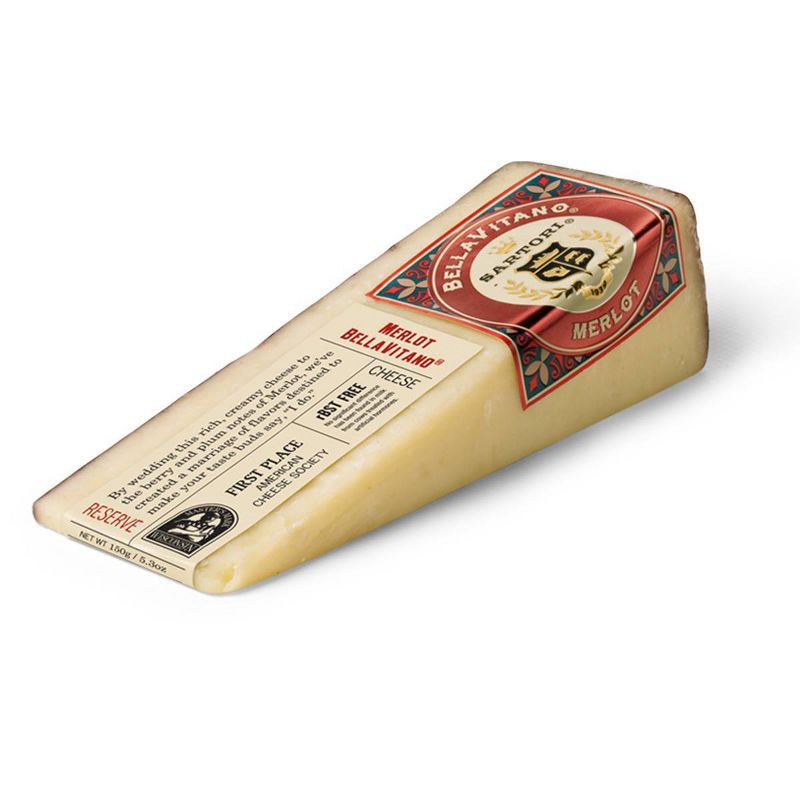 slide 1 of 3, Sartori Bellavitano Merlot Cheese Wedge - 150g, 150 gram