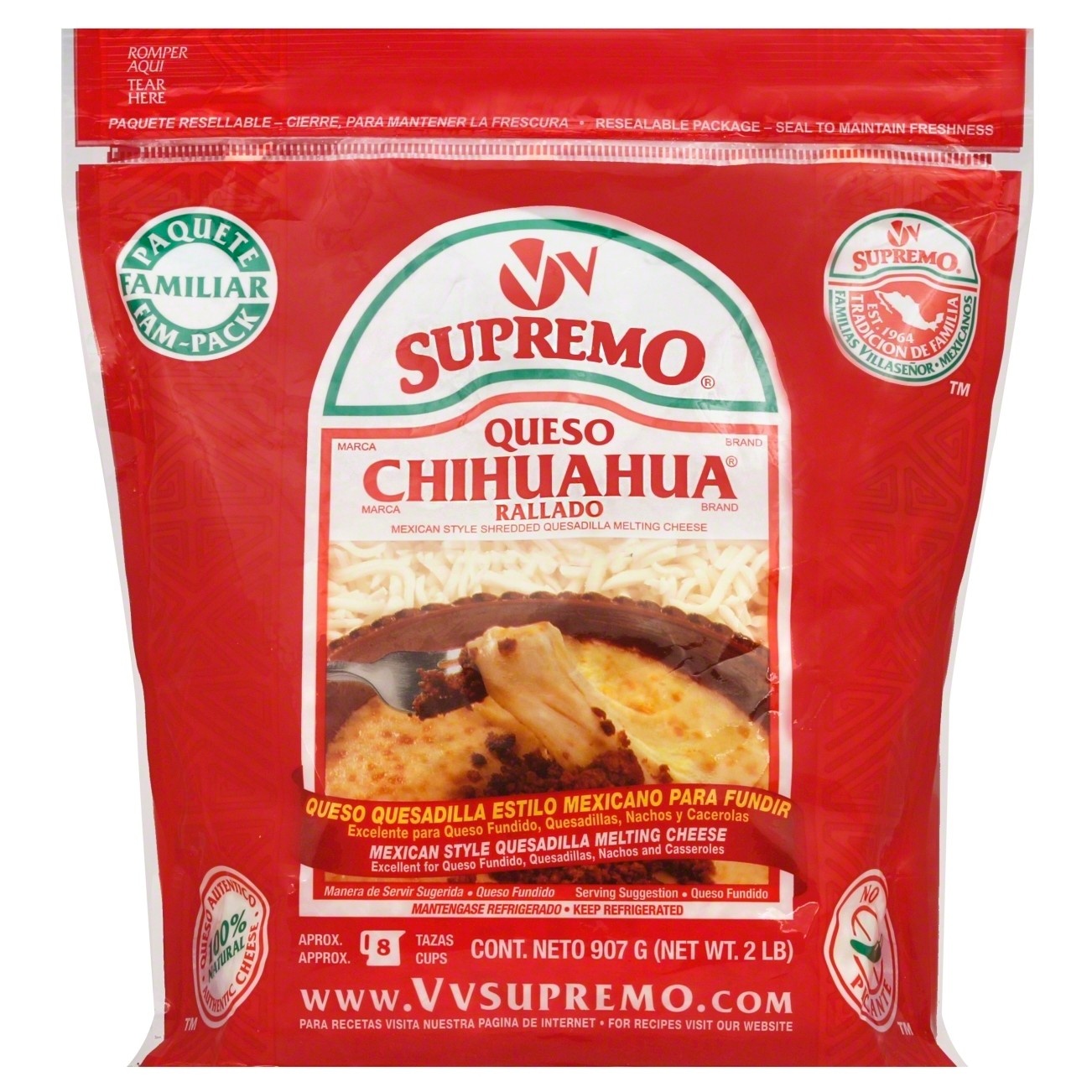V&V Supremo Queso Chihuahua Rallado Mexican Style Shredded