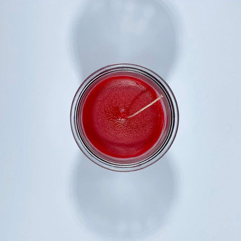 slide 3 of 3, 4.56oz Unscented Glass Jar Candle Red - Continental Candle: Machine-Poured, Sanctuary Series®, 40hr Burn Time, 4.56 oz