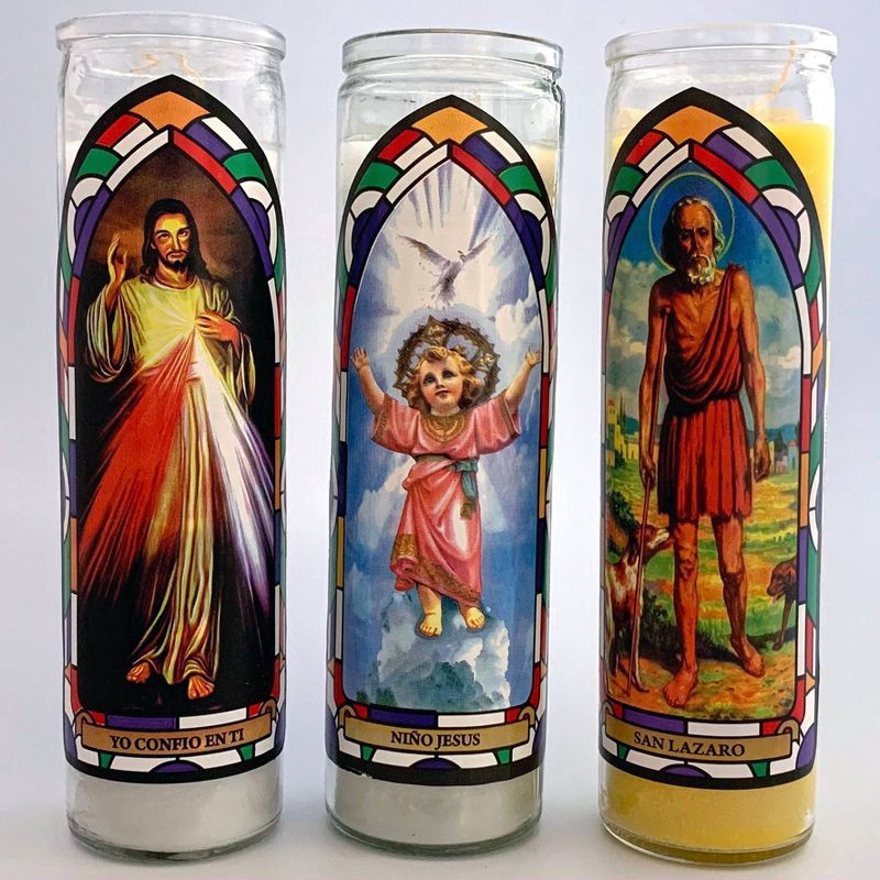 slide 4 of 4, 11.3oz Unscented Divino Niño Jesús Glass Jar Candle White - Continental Candle: Prayer & Religious, 100hr Burn Time, 11.3 oz