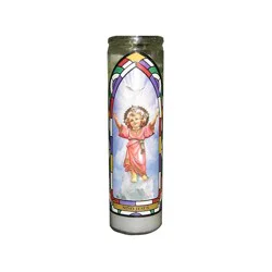 11.3oz Unscented Divino Niño Jesús Glass Jar Candle White - Continental Candle: Prayer & Religious, 100hr Burn Time