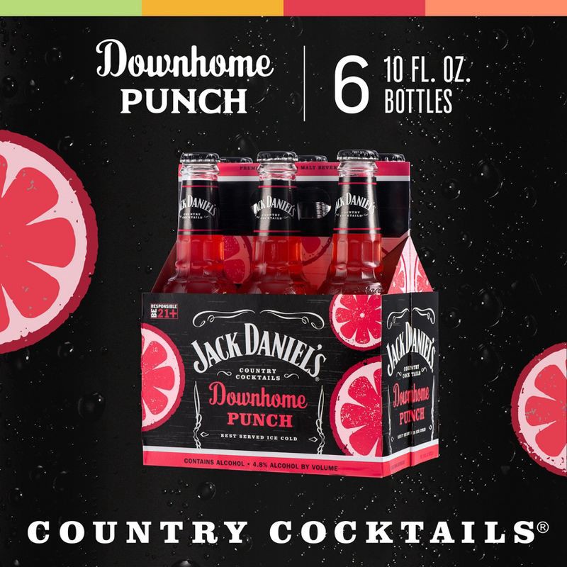 slide 4 of 5, Jack Daniel's Downhome Punch Country Cocktails - 6pk/10 fl oz Bottles, 6 ct; 10 fl oz