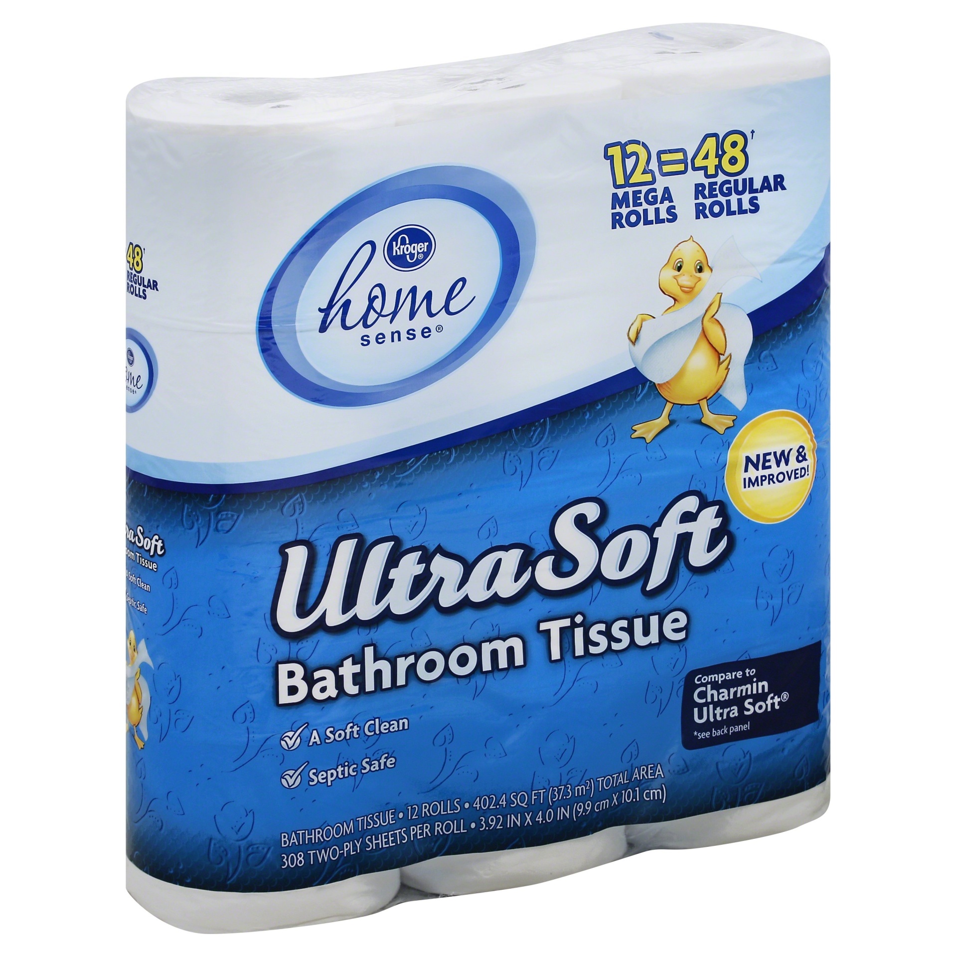 slide 1 of 1, Kroger Home Sense Ultra Soft Bath Tissue Mega Rolls, 12 ct