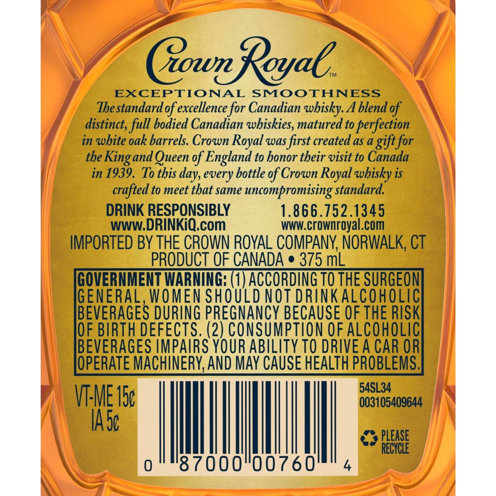 slide 3 of 4, Crown Royal Canadian Whisky - 375ml Bottle, 375 ml