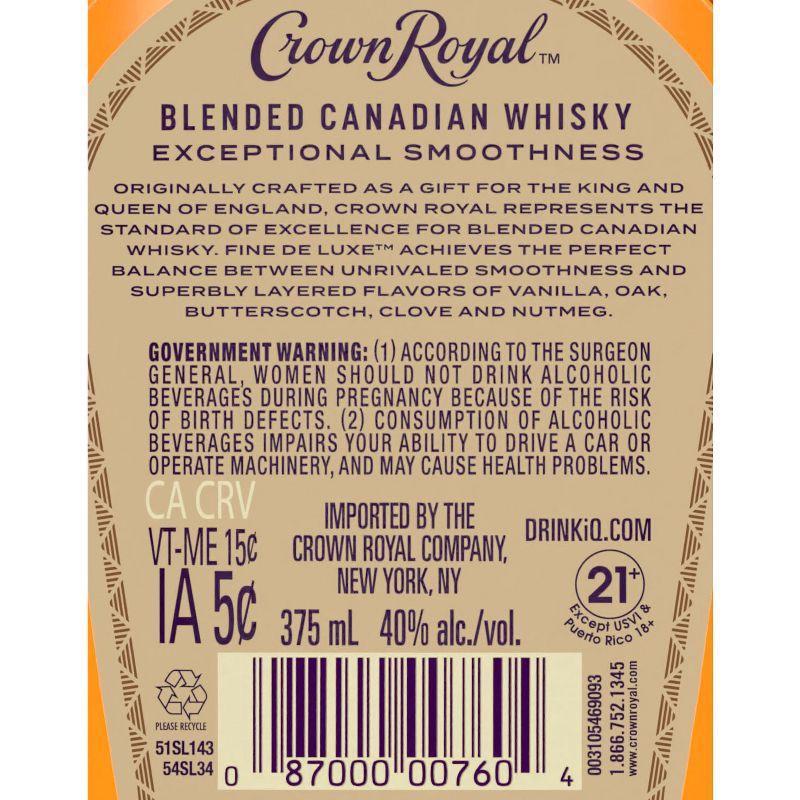 slide 5 of 7, Crown Royal Canadian Whisky - 375ml Bottle, 375 ml