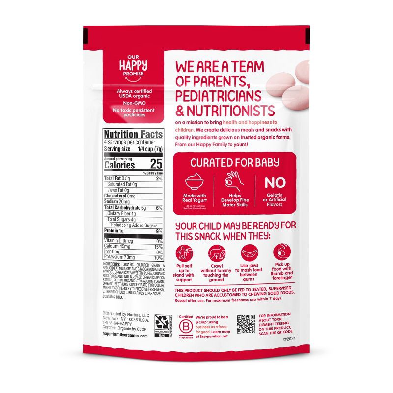 slide 11 of 11, Happy Baby HappyBaby Organic Yogis Strawberry Freeze-Dried Yogurt & Fruit Baby Snacks - 1oz, 1 oz