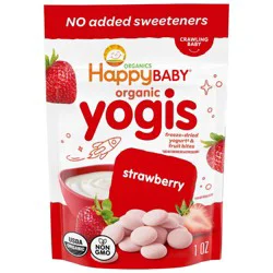 Happy Baby Organic Yogis Freeze-Dried Yogurt & Fruit Baby Snacks - Strawberry - 1oz: 9 Months and Up, 3rd Stage, Ready to Eat