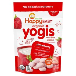 Happy Baby Organic Yogis Freeze-Dried Yogurt & Fruit Baby Snacks - Strawberry - 1oz: 9 Months and Up, 3rd Stage, Ready to Eat