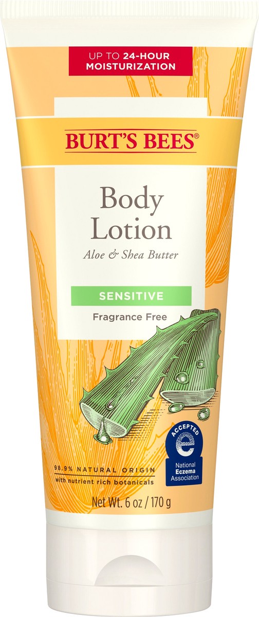 slide 4 of 9, Burt's Bees Burt''s Bees Body Lotion for Sensitive Skin with Aloe & Shea Butter, 6 Oz, 6 oz