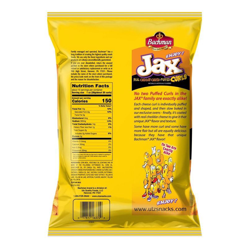 slide 2 of 5, Bachman Jax Real Cheddar Cheese Puffed Curls - 9oz, 9.75 oz
