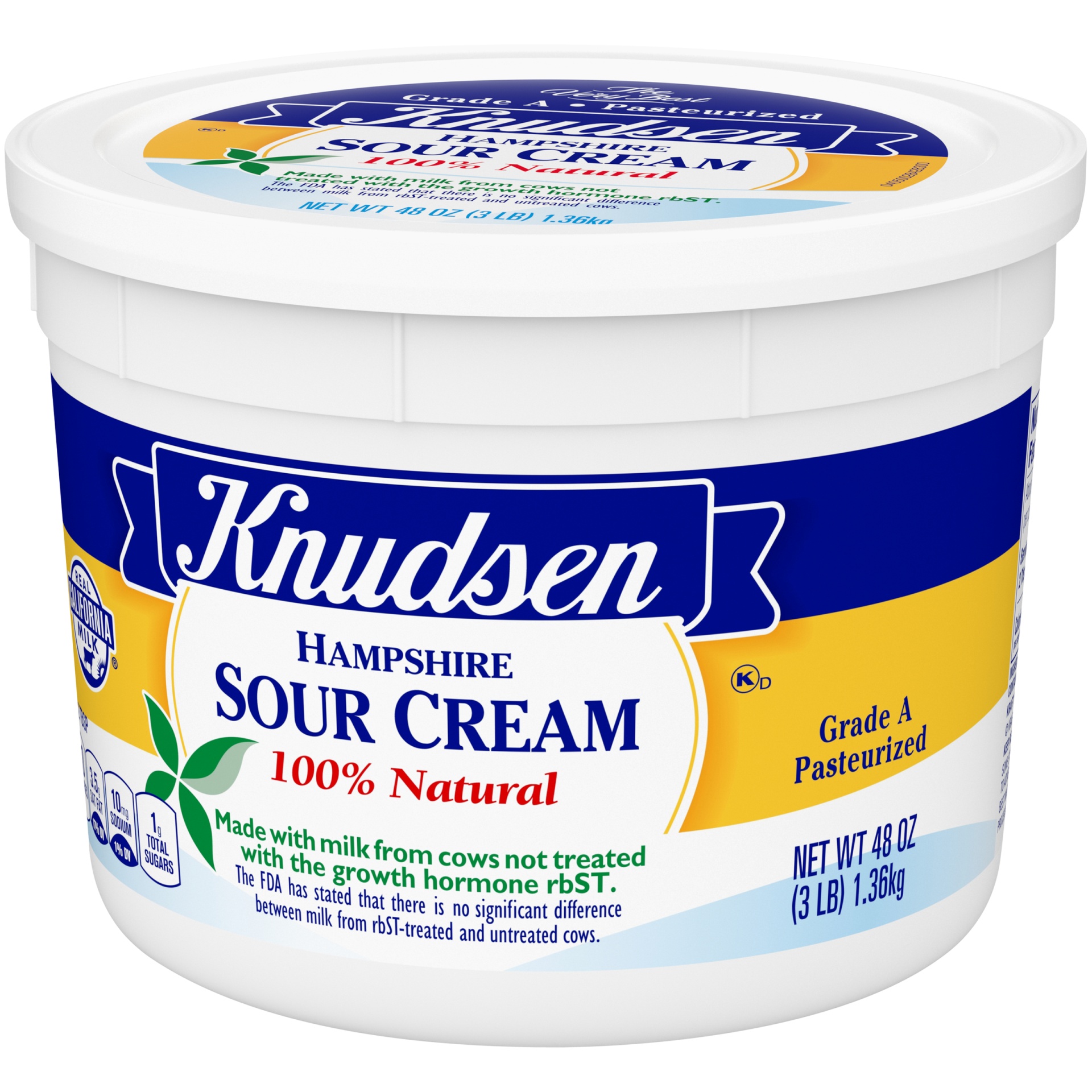 slide 8 of 8, Knudsen Hampshire 100% Natural Sour Cream, 48 oz Tub, 48 oz