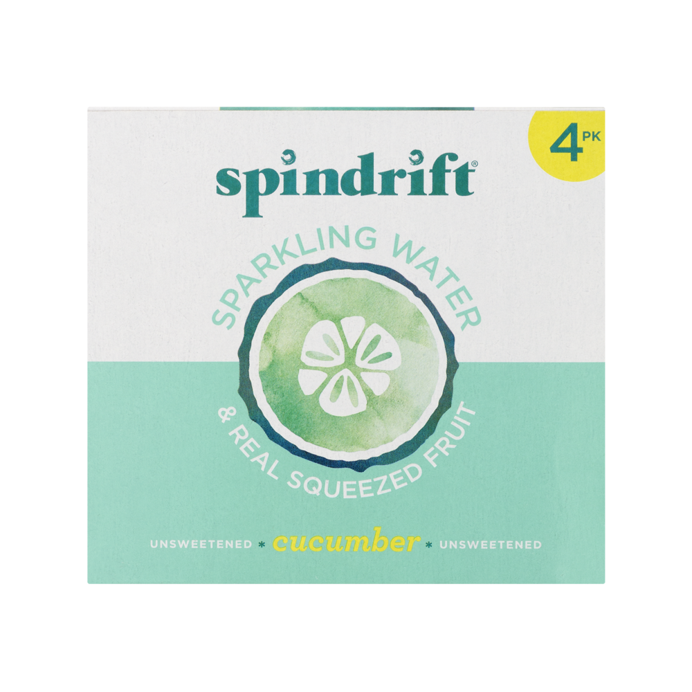 slide 1 of 4, Spindrift Cucumber Sparkling Water, 4 ct