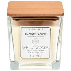 House of Velas Vanilla Woods Scented Wooden Wick Candle