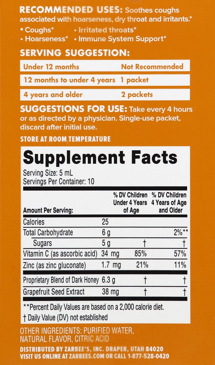 slide 4 of 10, Zarbee's Naturals Cough Syrup 10 ea, 10 ct; 1.7 oz