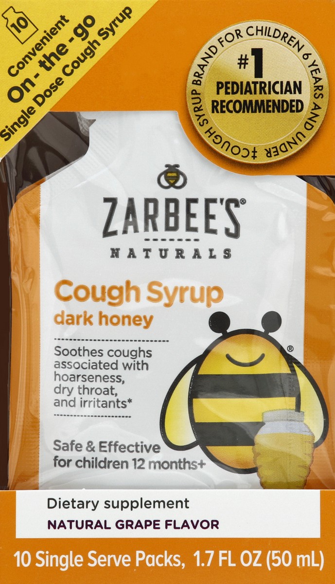 slide 1 of 10, Zarbee's Naturals Cough Syrup 10 ea, 10 ct; 1.7 oz