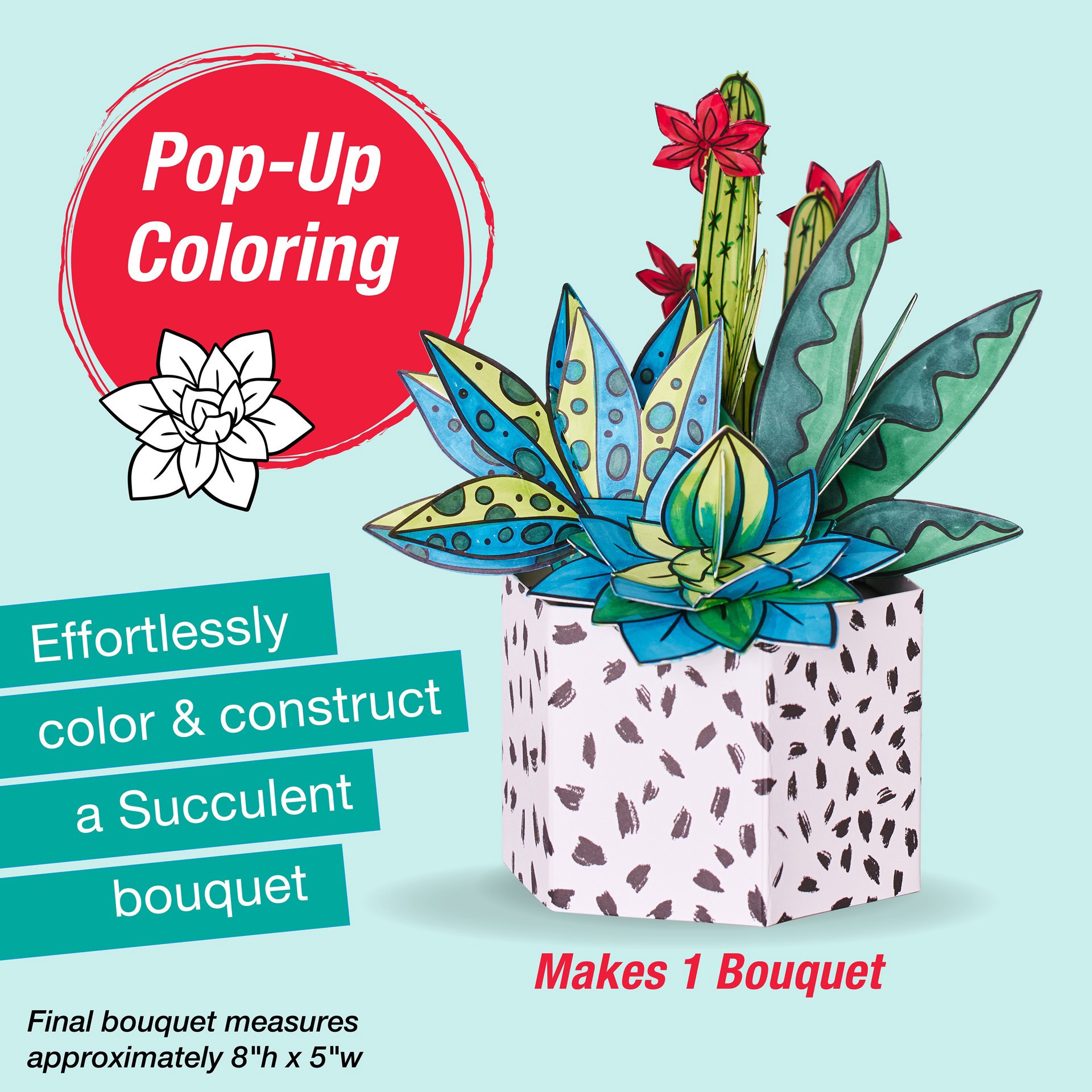 slide 7 of 10, Faber-Castell Succulents Pop Up Coloring Bouquet, 1 ct