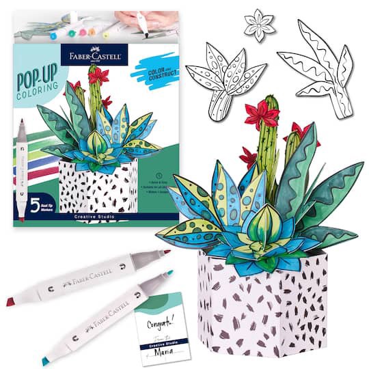 slide 1 of 10, Faber-Castell Succulents Pop Up Coloring Bouquet, 1 ct
