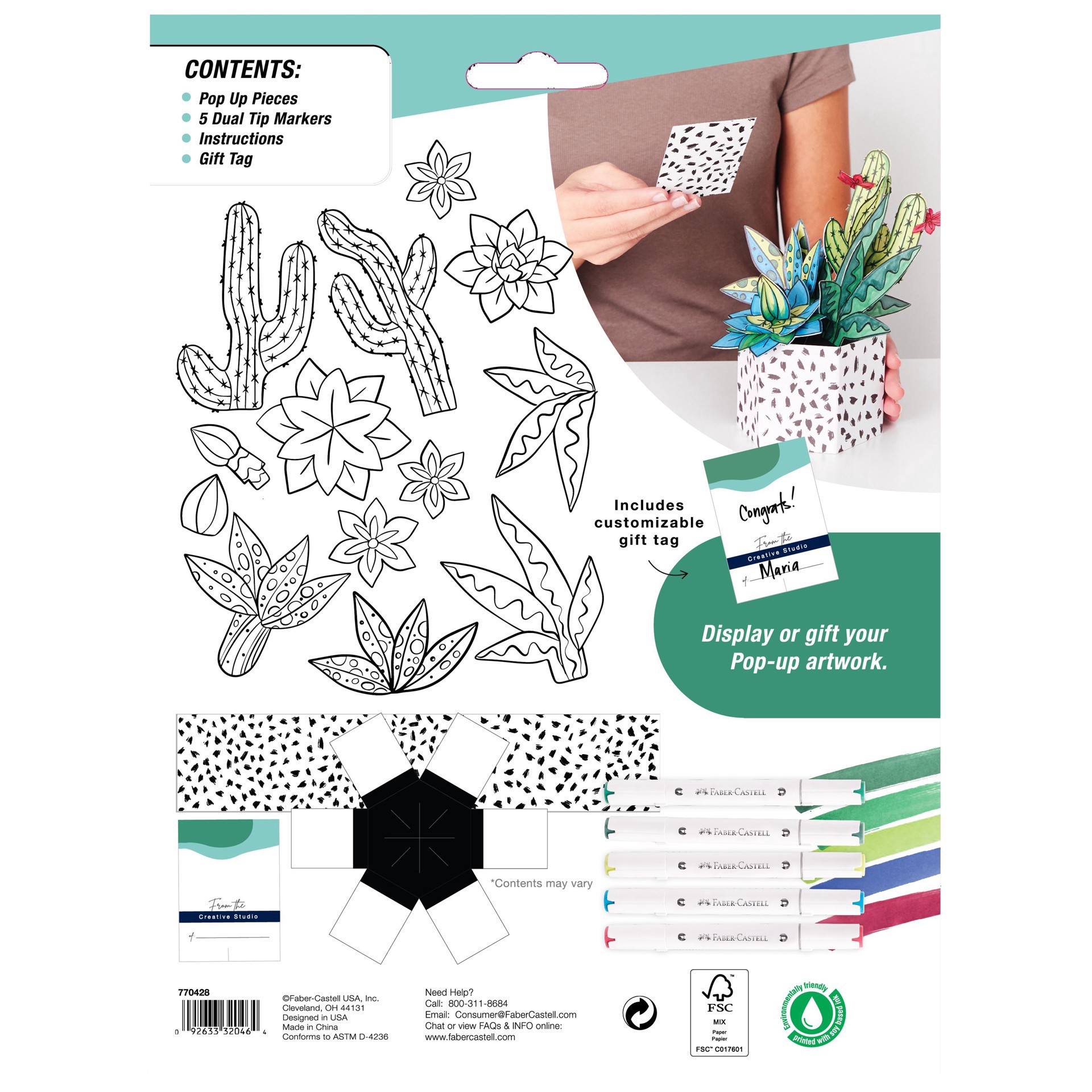 slide 10 of 10, Faber-Castell Succulents Pop Up Coloring Bouquet, 1 ct