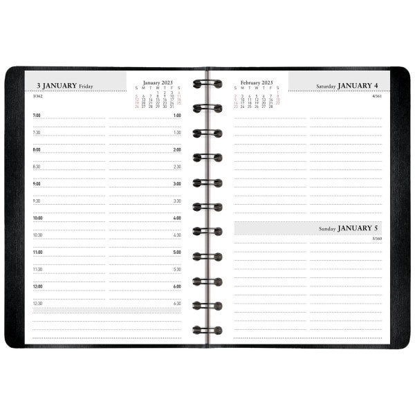 slide 4 of 5, 2025 Office Depot Daily Planner, 4"" X 6"", Black, January To December, Od711200, 1 ct