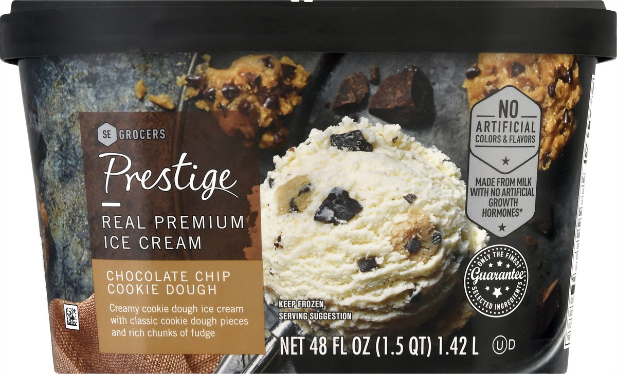 slide 12 of 13, Prestige Real Premium Ice Cream Chocolate Chip Cookie Dough, 48 oz