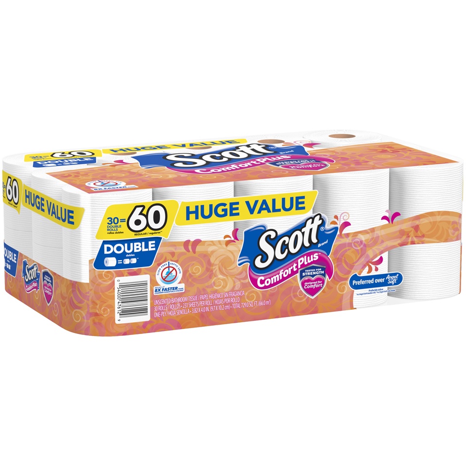 slide 3 of 3, Scott Extra Soft 30 Double Roll Bath Tissue, 30 ct