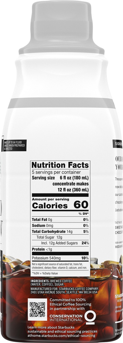 slide 2 of 15, Starbucks Cold Brew Coffee Concentrate, Sweetened Signature Black, 100% Arabica, Multi-Serve Bottle (32 Fl Oz), 32 fl oz