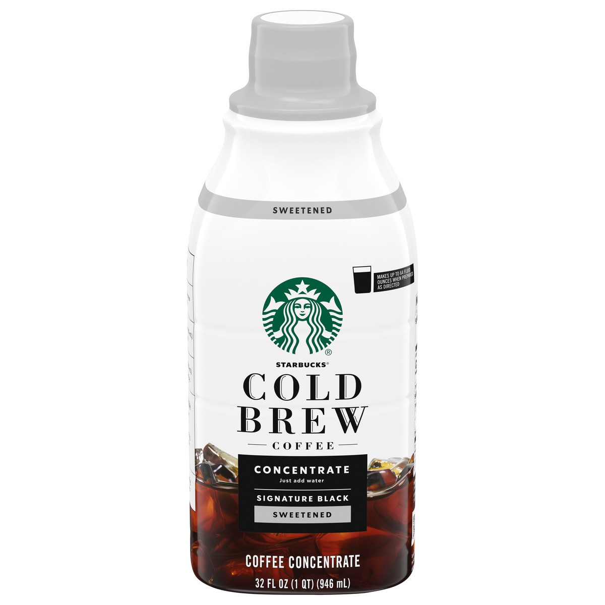 slide 3 of 15, Starbucks Cold Brew Coffee Concentrate, Sweetened Signature Black, 100% Arabica, Multi-Serve Bottle (32 Fl Oz), 32 fl oz