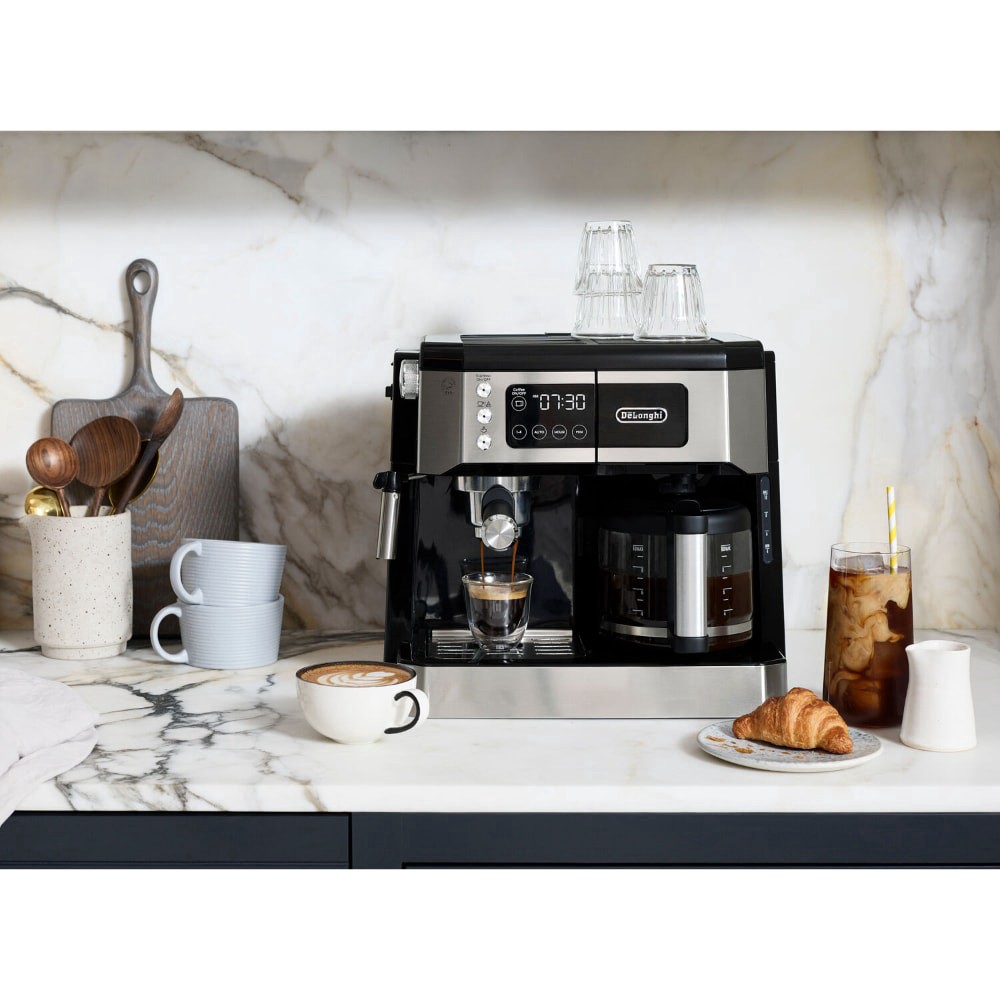 slide 2 of 3, DeLonghi De'Longhi All-In-One Combination Coffee and Espresso Machine - Black/Stainless Steel, 1 ct