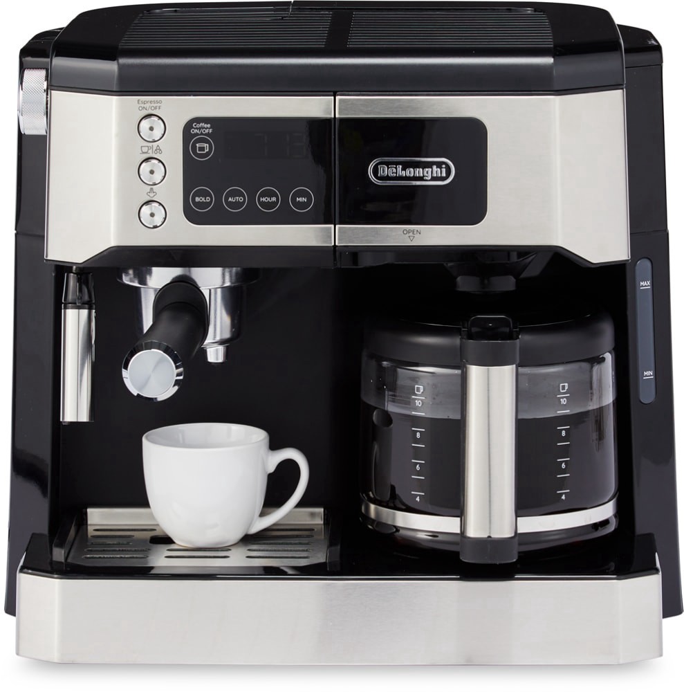 slide 3 of 3, DeLonghi De'Longhi All-In-One Combination Coffee and Espresso Machine - Black/Stainless Steel, 1 ct